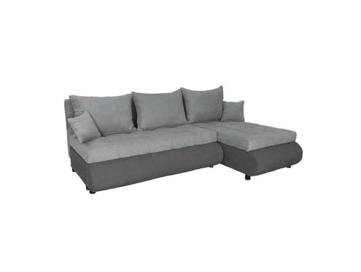 FORNIRO 24 NELA Ecksofa 199x143x80cm Graphit Wohnzimmer Couch Schlafsofa Mit Schlaffunktion & Bettkasten - L-Form - Kissen - Stoff Komfort ausziehbar Gäste bequem Stauraum Design hochwertig robust