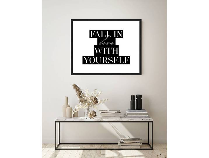 Tableau déco Fall in love Cadre : hêtre massif verni Revêtement : plexiglas Noir 93 x 73cm