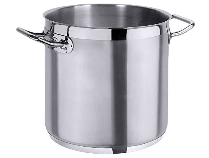 Contacto Edelstahl Kochtopf 36 cm, seidenmatt gebürstet mit hochglänzendem Schüttrand, Sandwichboden, induktionsgeeignet, Kaltgriffe, schwere Qualität