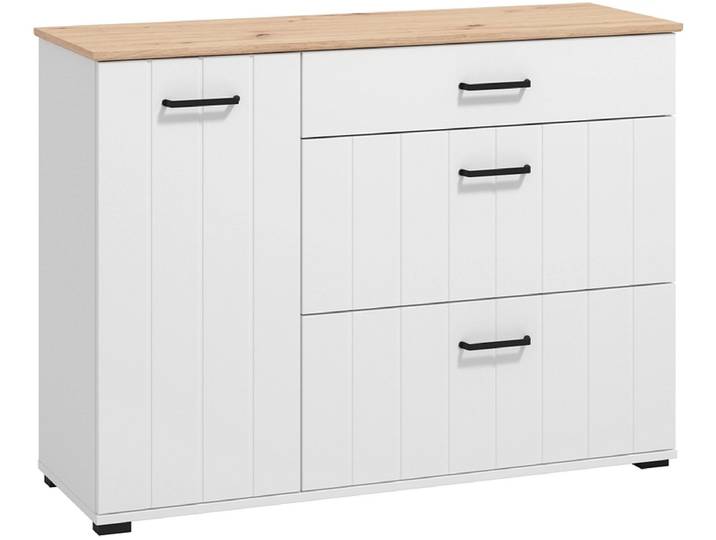 Kommode ALBA 1 Tür 3 Schubladen 40.5x117.5x79.5cm weiss melamin