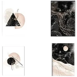 POSTER Set mit 4 Abstrakte Formen und Figuren Braun A3 Rahmenlos