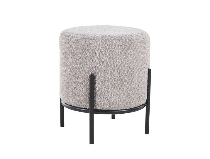 Salesfever Polsterhocker Bouclé rund Schwarz