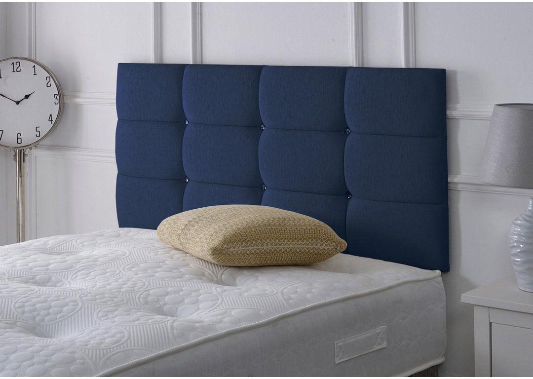 Mercer41 Upholstered Headboard Blue Chenille Small Double (4')
