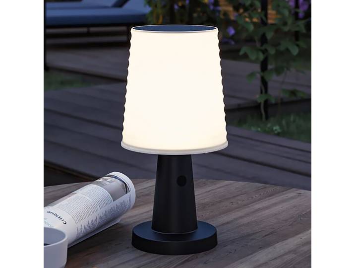 Solar-Tischleuchte Ø 15cm Schwarz ABS Kunststoff LED-Platine