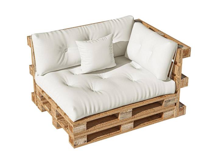 Vercart Palettenkissen Set 4, Weiß, Rechteckig, 120x40x80 cm, Gartenmöbel, Gartenpolster & Auflagen, Palettenkissen