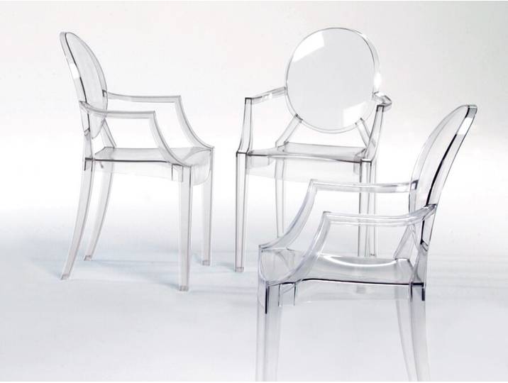 Kartell Armlehnstuhl Louis Ghost transparent, Designer Philippe Starck, 56.5x95x58.5 cm