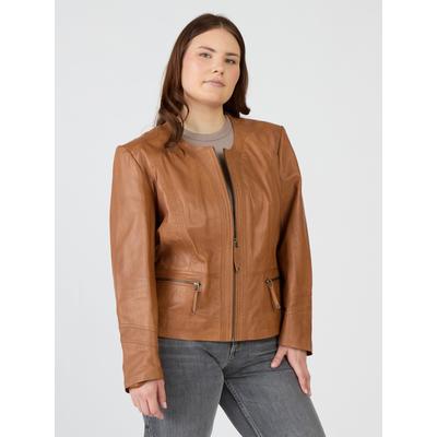Bikerjacke JCC "731-II", Damen, Gr. 50, braun (cognac), Obermaterial: 100% Leder Schaf. Futter: 100% Baumwolle. Ärmelfutter: 100% Polyester, Jacken