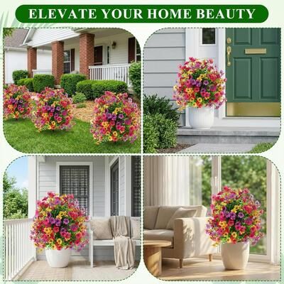 YUN "27.5"" Artificial Boxwood Topiary Tree, UV Resistant Faux Greenery with Ground Stakes - Mixed color"