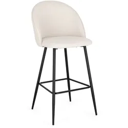 Barhocker New Tanya 2er-Set aus Stoff, modern gepolstert, Beige Eis, mit Fußstütze und Metallgestell