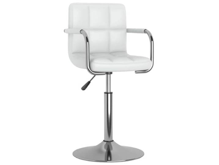 HMDNGOUT Esszimmerstuhl Weiß Kunstleder, drehbar, höhenverstellbar Verchromtes Stahlgestell, Gasdruckfeder, 360 Grad drehbar, pflegeleicht, Küchentheke, Essbereich