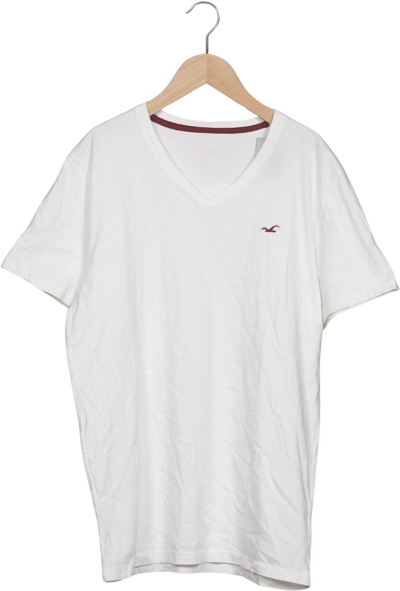 Hollister Herren T-Shirt, Weiß, Gr. M, Baumwolle - Second Hand