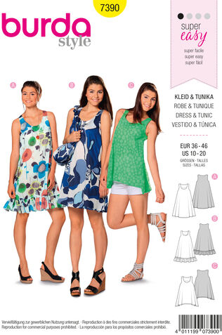 burda Schnitt 7390 "Trägerkleid für Damen"