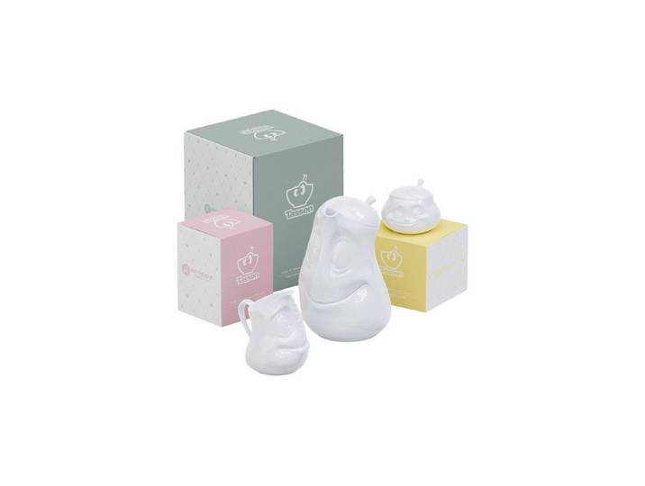 FIFTYEIGHT PRODUCTS Kaffeekanne Kaffeekränzchen-Set 3-tlg. weiß - Kanne + Milchkännchen + Zuckerdose