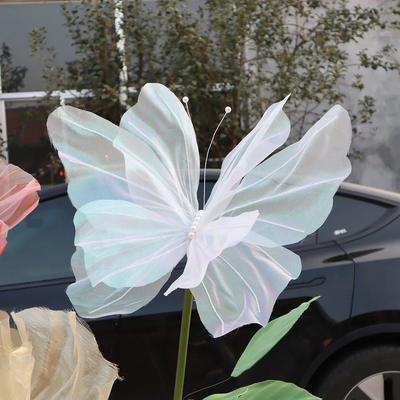 Uplift Treasures 50cm 3D Simulation Butterfly Large Hanging Gauze Decoration For Weddings, Festivals & Outdoor Displays white