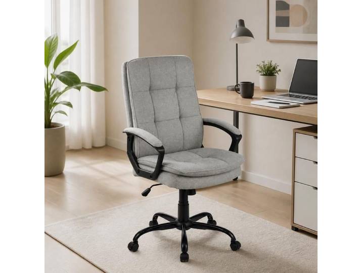 Fauteuil bureau - PAGE LIVING - PAGE Living - Velours gris - Réglable en hauteur - Dossier basculant