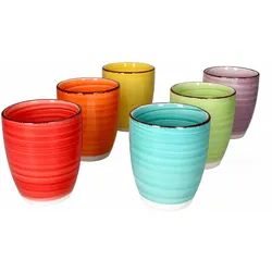 6er Set Kaffeebecher Uni Bunt OHNE Henkel-24326762