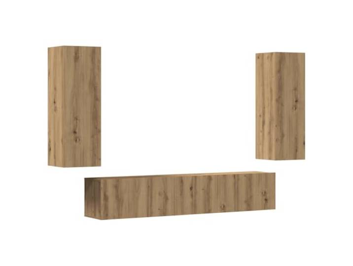 hliofuir TV-Wandschrank Set 4-tlg, Hängendes Lowboard Artisan-Eiche Schafft stilvolle Ordnung im Wohnzimmer durch flexible Wandmontage mit wechselbarem Türanschlag und 60 kg Belastbarkeit.