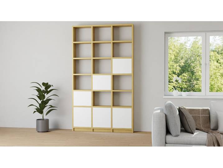 Bücherregal mit Türen Eiche Natur geölt