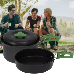 2-teiliges Camping-Kochset - faltbare Griffe - eloxiertes Aluminium Kochgeschirr - extrem hitzebeständig - ideal für Rucksackreisen, Gartenlauben, Wohnmobile