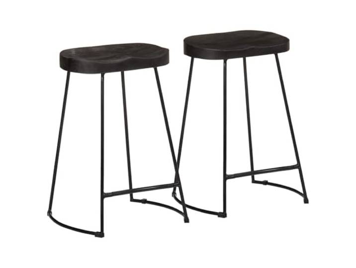 TEKGHUT Barhocker 2 STK. Schwarz 45x40x62 cm Mango Massivholz Stabile Metallbeine, Bequeme Fußstütze, Für Bar Restaurant Balkon, Belastbar bis 110 kg