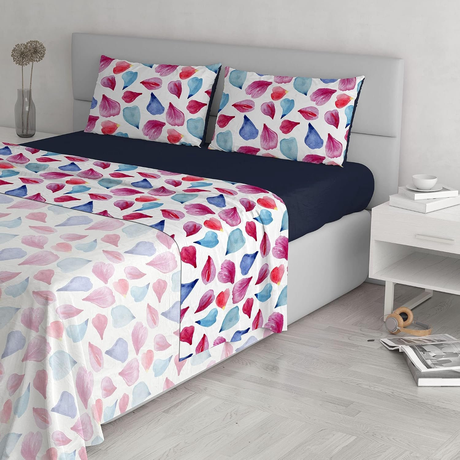 Tweepersoons beddengoedset van microvezel in meerkleurig Petal
