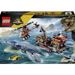 LEGO JURASSIC WORLD 77983 LEGO® JURASSIC WORLD™ Mosasaurier-Angriff auf das Boot; Bauspielzeug; Spielset für Rollenspiele mit 3 Minifiguren und einer Dino-Figur; Geschenkidee für