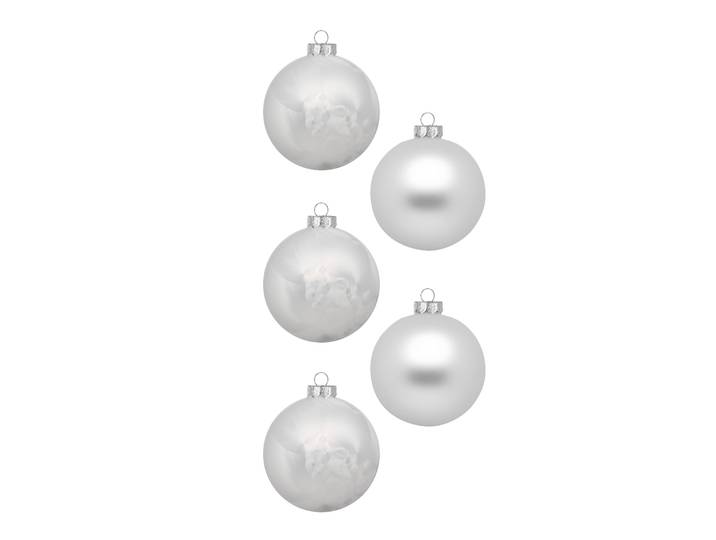 Weihnachtsbaumkugel MAGIC BY INGE, silber (weiß), Glas, Weihnachtsbaumkugeln, Weihnachtsbaumkugel, aus Glas, 12 Kugeln 7,5 cm, inklusive Aufhänger