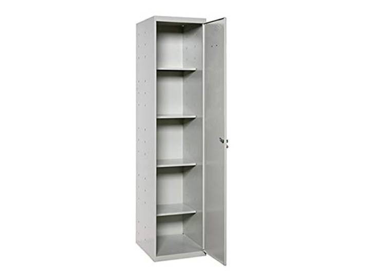 Simon Rack Garagenschrank Metall 1800x400x400 mm - Simonlocker 1 Tür, 4 Fachböden, Enthält 2 Schlüssel, Korrosionsschutzlackierung, Grau