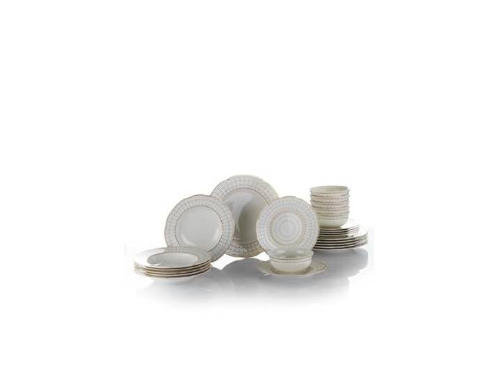Elegantes 24-teiliges Speiseservice, 100% Porzellan Enthält 6 Servierteller (27 cm), tiefe Teller (21 cm), Dessertteller (21 cm) und Schüsseln (15 cm) Perfekt für stilvolles Speisen!