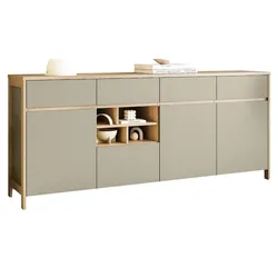 SIDEBOARD Salbei grün, Eiche, Kommode skandinavisch 193 cm, Soft-Close