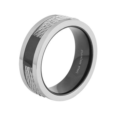 Fingerring AKZENT "Misko, langlebig" Gr. 72, bunt (bicolor), Fingerringe, Herren, 72, Edelstahl, Fingerring