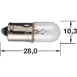 L 3479B - Signal-Kleinröhrenlampe, BA9s, T3 1/4, 30 V, weiß