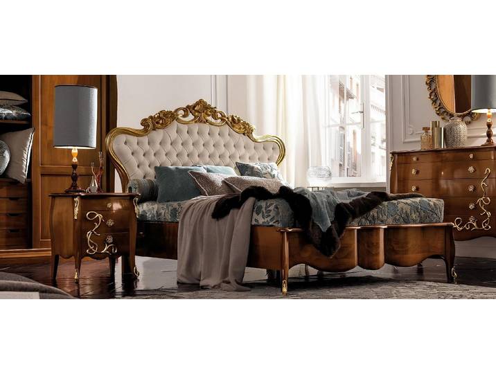 Xlmoebel Polsterbett Luxus-Bett Garnitur im barocken Design aus hochwertigem Holz (Bett Garnitur, 1-tlg., Bett), Hergestellt in Europa