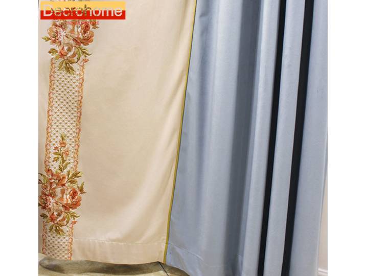 Rideaux de fenêtre brodés Beige personnalisés américains, rideaux patchés en velours pour salon, chambre à coucher, cantonnière de balcon de fenêtre française