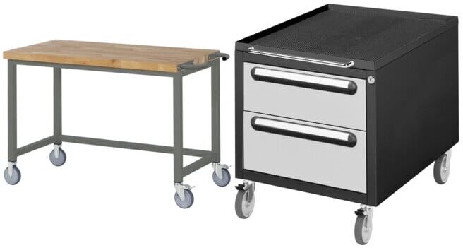 Set STIER Fahrbare Werkbank Premium BxTxH 1250x700x880mm + Rollcontainer...
