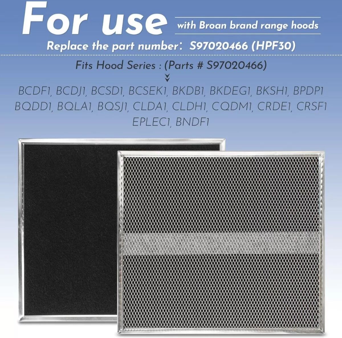 INF Lot de 2 Filtres à Charbon compatibles avec Broan pour Hotte - Aluminium + Charbon Actif, Noir, 37cm x 32.5cm