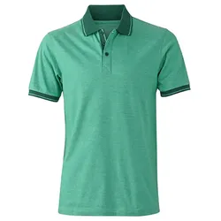 Polo-Shirt Melange "JN706" - S - green-melange/dark-green