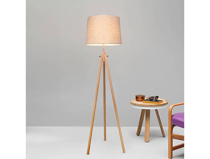 home24 Staande lamp Calvin Ø 51cm beige katoen E27