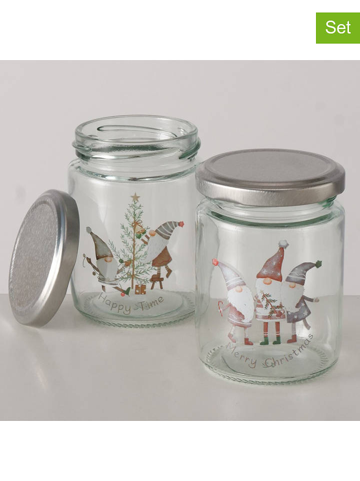 Boltze 2er-Set: Vorratsgläser "Willi" in Transparent/ Silber - (H)9,4 cm - onesize