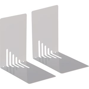 Wedo Buchstütze 1021037, schmal, lichtgrau, 8,5 x 14cm, aus Metall, 2 Stützen, 2 Stück
