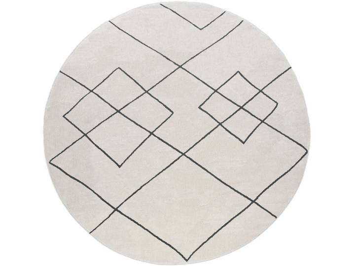Teppich PACO HOME Haral 785 , weiss (weiß), H:9mm Ø:160cm, Polyester, Polypropylen, Teppiche, Teppich, Kurzflor, Scandi Design, Rauten Motiv