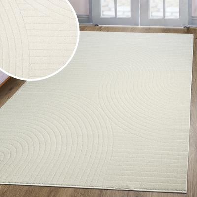 Teppich OTTO HOME "Revea, Zen Garden-Design in Hoch-Tief-Struktur" Gr. 1, beige (creme), B:60cm H:9mm L:110cm, Kunstfaser, Teppiche, Teppich, 3D-Effekt, softer Kurzflor, pflegeleicht, Scandi-Look