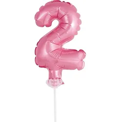 Kuchendeko Mini Folienballon rosa Zahl 2
