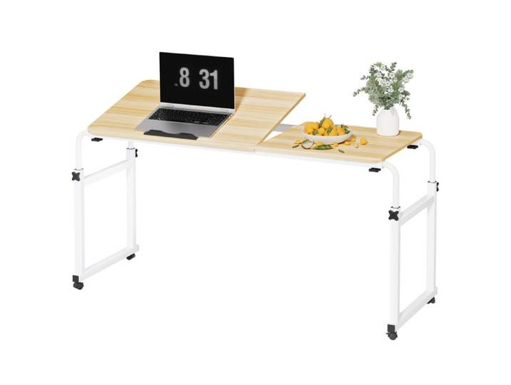 BIPLUT Table d'appoint Bureau 120x40x85cm table ajustable pour ordinateur lit bureau etudiant table multifonction maison