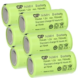 6x GP GP75AAH Akku 2/3AA Mignon NiMH Akku 1,2V 750mAh