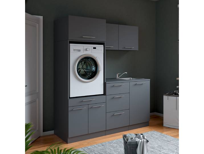 Set de buanderie T avec vasque 168 x 200cm Gris/Anthracite