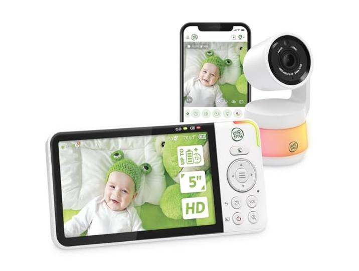 LeapFrog LF925HD babyfoon met camera, 720p, 5-inch HD-kleurendisplay Slimme babyfoons, babyfoon met kantel/draaibare camera en app, videobabyfoon met wifi, temperatuur-/vochtigheidssensor