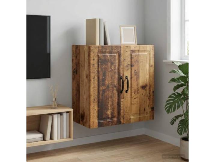 GPWERSDF Wandschrank 59 x 31 x 60 cm Holzwerkstoff Altholz Stauraumschrank Holzwerkstoff Altholz-Optik, verstellbare Regalböden, robuste Oberfläche, pflegeleicht, vielseitig einsetzbar