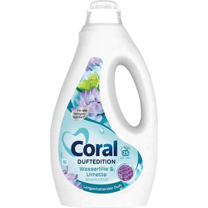 Coral Waschmittel Dufterlebnis Colorwaschmittel, flüssig, Wasserlilie & Limette, 1,125 Liter, Waschladungen 25