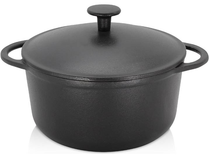 Fleischtopf KRÜGER Eisenguss Fleischtopf mit Deckel RUSTICA , schwarz, H:11,8cm Ø:24cm, Töpfe, Fleischtopf, für Induktions-Kochfelder geeignet